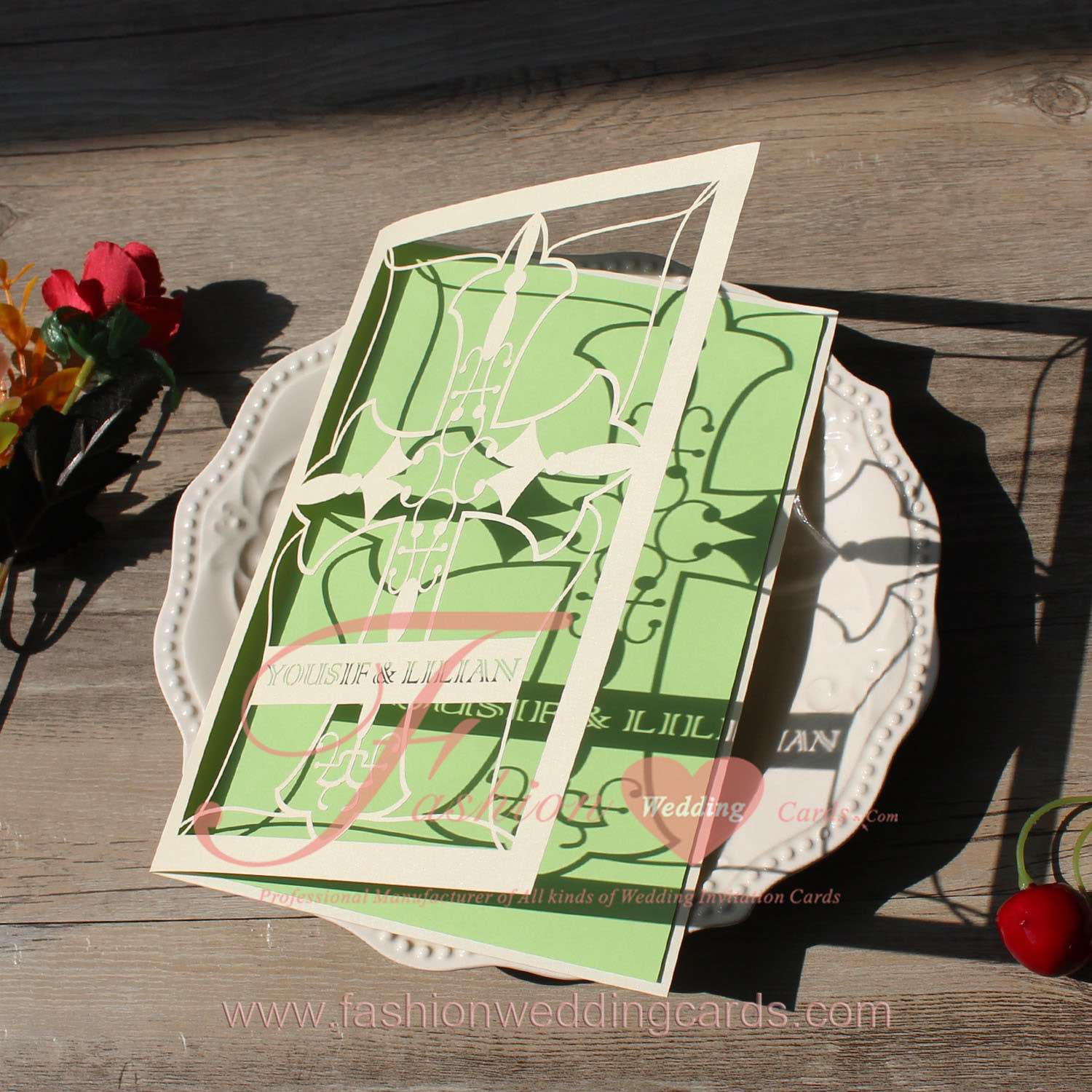 Affordable Laser Cut Cross Wedding Invitations